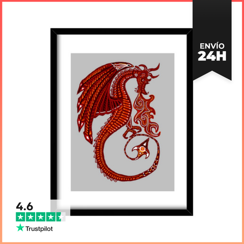Cuadro Con Marco Vertical Dragon LaTostadora - latostadora.com - Modalova