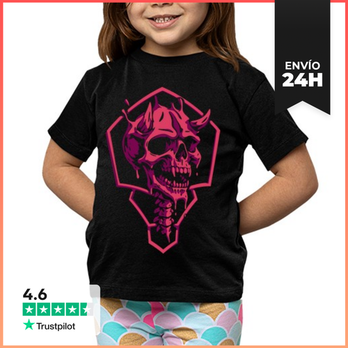 Camiseta Clásica Para Niños Craneo Con Cuernos Rojo LaTostadora - latostadora.com - Modalova