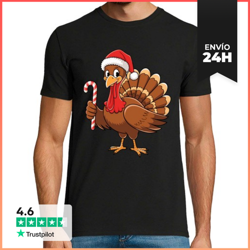 Camiseta Hombre Clásica Pavo Con Gorro De Navidad Acción De Gra - latostadora.com - Modalova