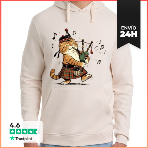 Sudadera Unisex Con Capucha Gato Escocés Que Toca La Gaita - latostadora.com - Modalova