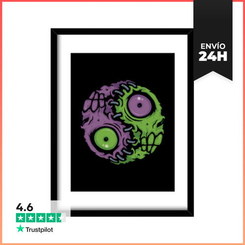 Cuadro Con Marco Vertical Armonía No Muerta Zombi Yin Yang - latostadora.com - Modalova