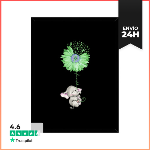 Cuadro Con Marco Vertical Elefante De Fe Sostiene Girasol Verde - latostadora.com - Modalova
