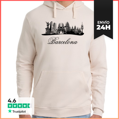 Sudadera Unisex Con Capucha Barcelona Skyline (España) - latostadora.com - Modalova