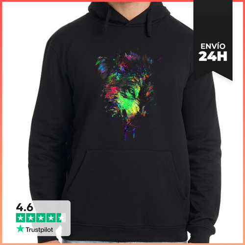 Sudadera Unisex Con Capucha Lobos Technicolor LaTostadora - latostadora.com - Modalova