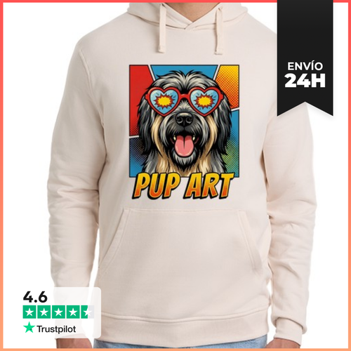 Sudadera Unisex Con Capucha Perro Briard Retro Pop Art - latostadora.com - Modalova
