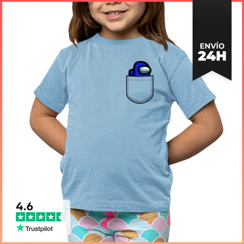 Camiseta Clásica Para Niños Among Us De Bolsillo, Azul - latostadora.com - Modalova