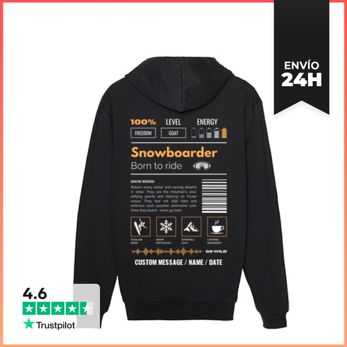 Sudadera Unisex Con Capucha SNOWBOARDER 2 - TEXTO PERSONALIZADO - latostadora.com - Modalova