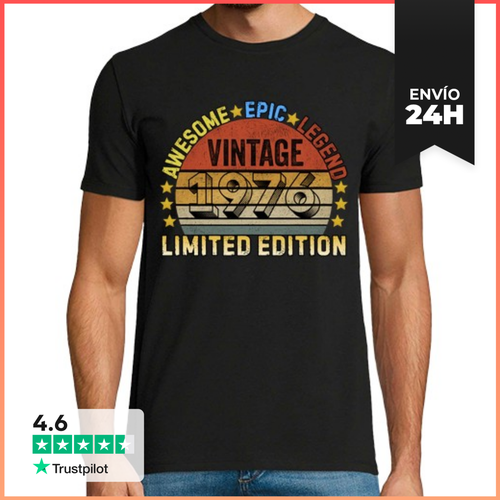 Camiseta Hombre Clásica Vintage 1976 Limited Edition Awesome Epic - latostadora.com - Modalova