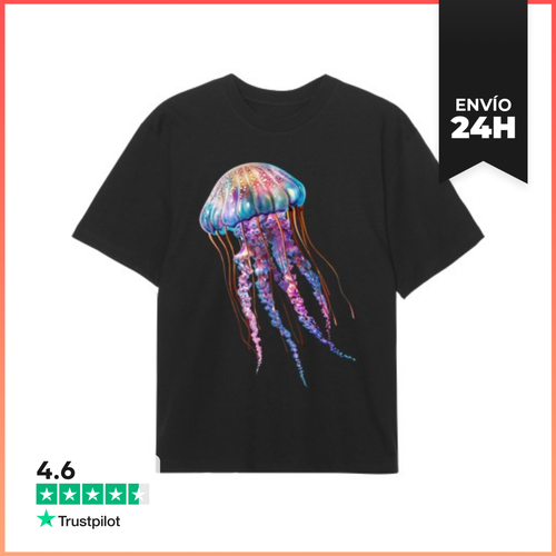 Camiseta Oversize Medusas Marinas Redondas De Acción De Neón De - latostadora.com - Modalova