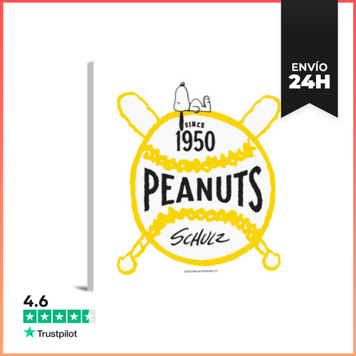 Lienzo Cuadrado Peanuts Baseball 1950 LaTostadora - latostadora.com - Modalova