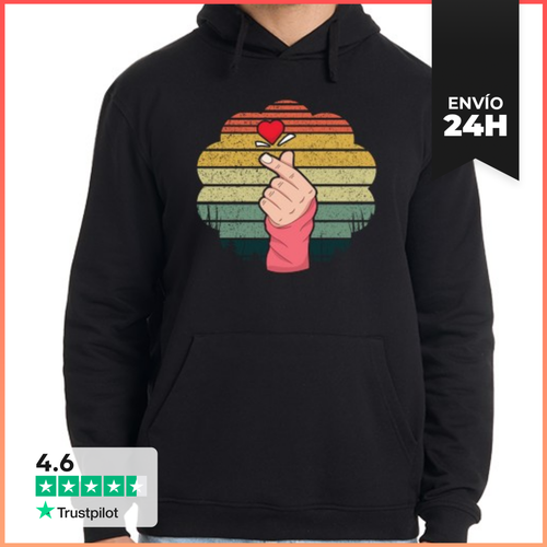 Sudadera Unisex Con Capucha Corazón Coreano Saranghae Dedo - latostadora.com - Modalova