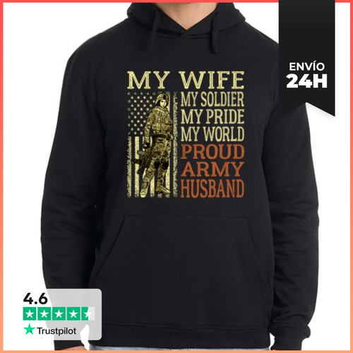 Sudadera Unisex Con Capucha Mi Esposa Mi Soldado Héroe Orgulloso - latostadora.com - Modalova