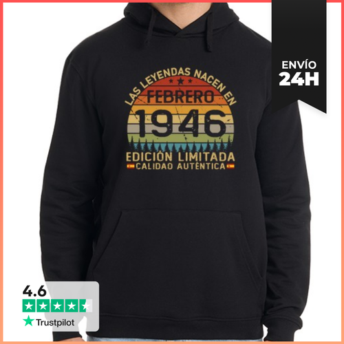Sudadera Unisex Con Capucha Febrero 1946 Vintage Regalo - latostadora.com - Modalova