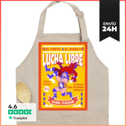 Delantal Premium Con Bolsillo LUCHA LIBRE LaTostadora - latostadora.com - Modalova