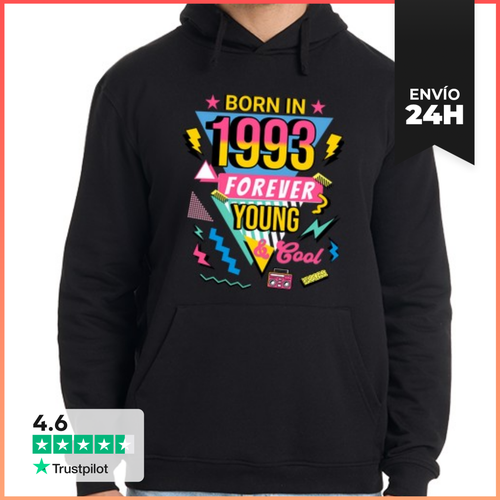 Sudadera Unisex Con Capucha Born In 1993 Forever Young And Cool - latostadora.com - Modalova