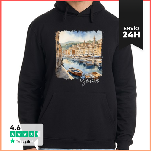 Sudadera Unisex Con Capucha Acuarela De Génova, Génova Italia - latostadora.com - Modalova