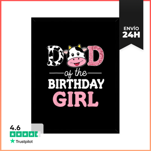 Cuadro Con Marco Vertical Papá De La Niña De Cumpleaños Papá Vaca - latostadora.com - Modalova