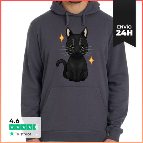 Sudadera Unisex Con Capucha Gato Doméstico Negro LaTostadora - latostadora.com - Modalova