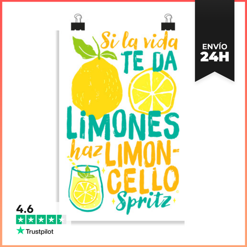 Póster Vertical Si La Vida Te Da Limones Haz Limoncello Spritz - latostadora.com - Modalova