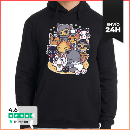 Sudadera Unisex Con Capucha Miyazaki Cats LaTostadora - latostadora.com - Modalova