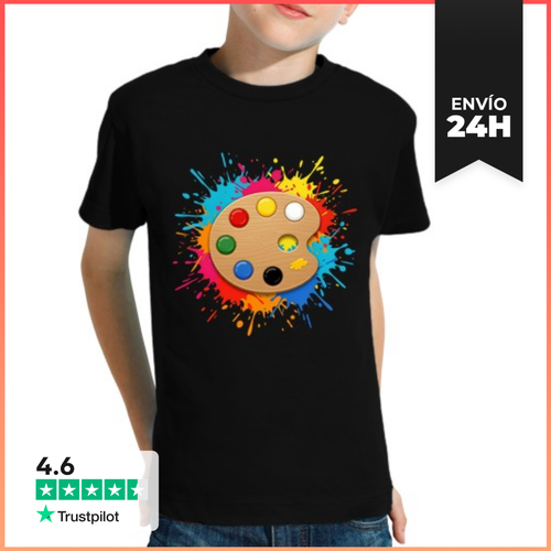 Camiseta Clásica Para Niños Paleta De Pintor Con Salpicaduras De - latostadora.com - Modalova