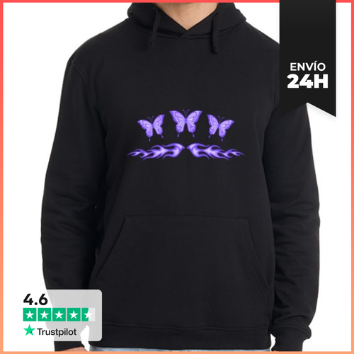Sudadera Unisex Con Capucha Tatuaje De Mariposa Morada Fairycore - latostadora.com - Modalova