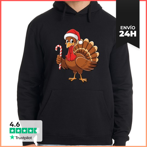 Sudadera Unisex Con Capucha Pavo Con Gorro De Navidad Acción De - latostadora.com - Modalova