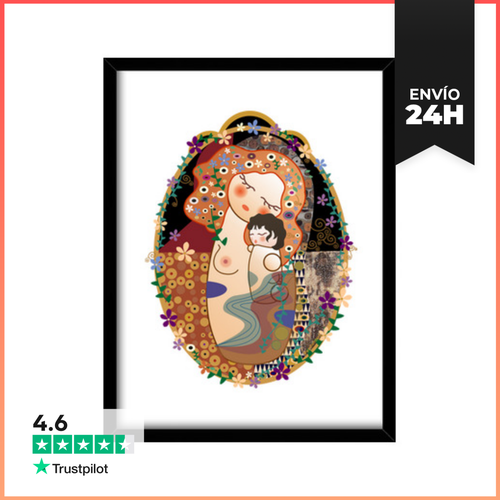 Cuadro Con Marco Vertical Kokeshi Maternidad Estilo Klimt - latostadora.com - Modalova