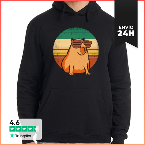 Sudadera Unisex Con Capucha Carpincho Retro Con Gafas De Sol - latostadora.com - Modalova