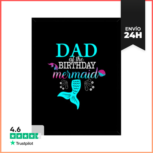 Cuadro Con Marco Vertical Papá De La Sirena De Cumpleaños A Juego - latostadora.com - Modalova