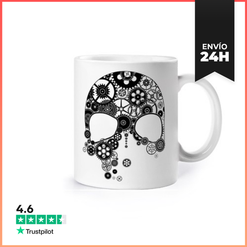 Taza Calavera De Engranajes En Negro LaTostadora - latostadora.com - Modalova