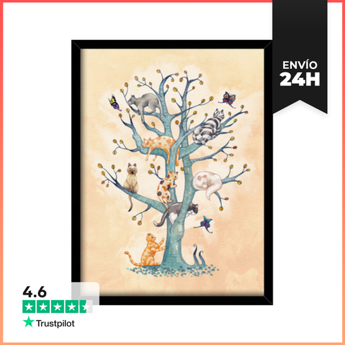 Cuadro Con Marco Vertical 2. Tree Of Cat Life LaTostadora - latostadora.com - Modalova