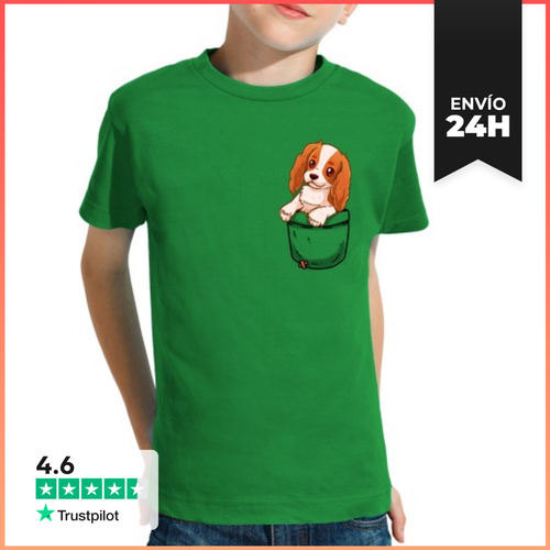 Camiseta Clásica Para Niños Bolsillo Lindo Charles Spaniel - latostadora.com - Modalova