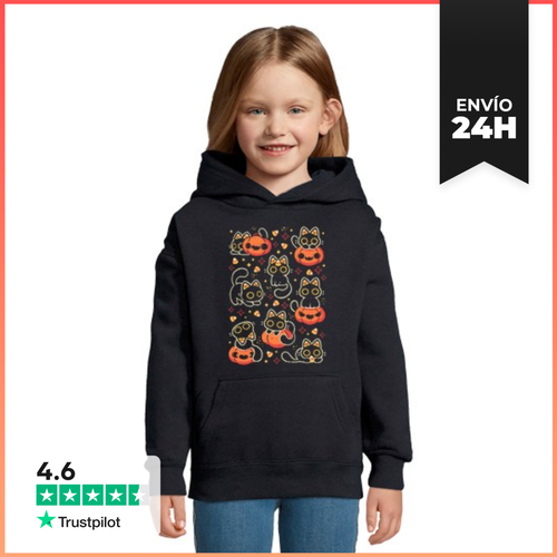 Sudadera Para Niños Con Capucha Gatos Negros Lindos Con Dulces De - latostadora.com - Modalova