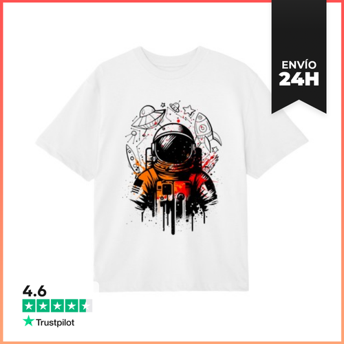 Camiseta Oversize Astronauta En El Espacio Estilo Graffiti - latostadora.com - Modalova