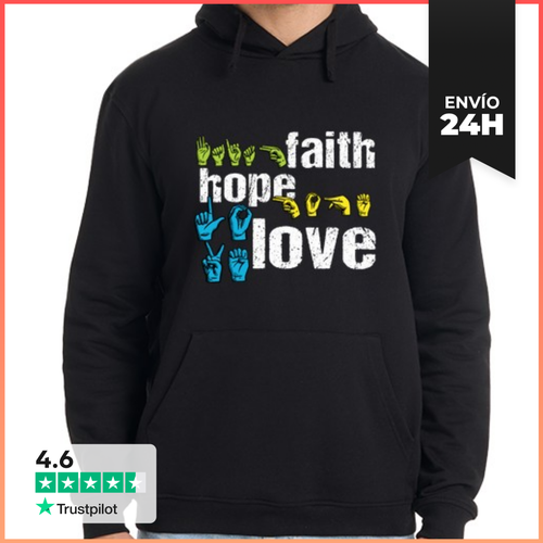 Sudadera Unisex Con Capucha Fe Esperanza Amor Colorido Letrero - latostadora.com - Modalova