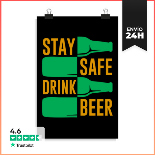 Póster Vertical Mantente Seguro Bebe Cerveza Gracioso B - latostadora.com - Modalova