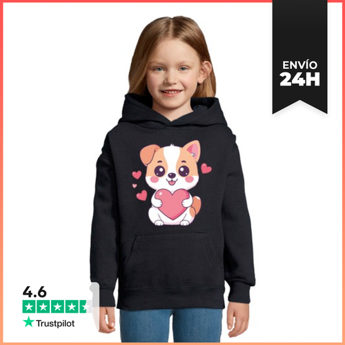 Sudadera Para Niños Con Capucha Perro Kawaii Con Corazón - latostadora.com - Modalova