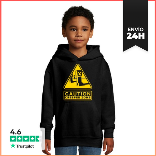 Sudadera Para Niños Con Capucha Caution Creeper Zone (Negro) - latostadora.com - Modalova