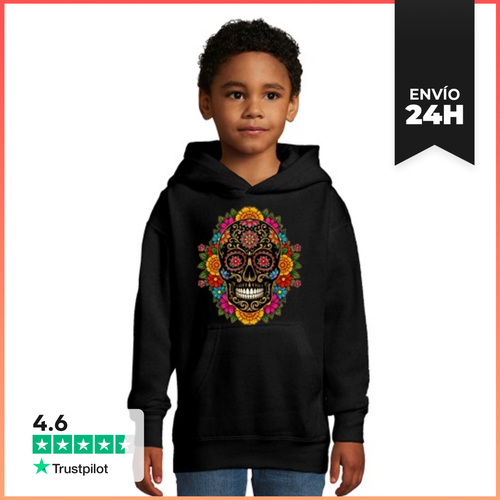 Sudadera Para Niños Con Capucha Calavera De Azúcar Floral Día De - latostadora.com - Modalova
