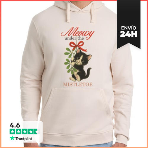 Sudadera Unisex Con Capucha MEOWY UNDER THE MISTLETOE XMAS CAT - latostadora.com - Modalova