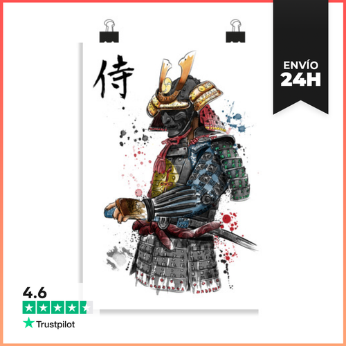 Póster Vertical Samurai Watercolor LaTostadora - latostadora.com - Modalova