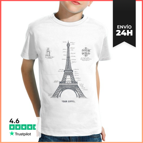 Camiseta Clásica Para Niños Torre Eiffel Torre-eiffel Gustave - latostadora.com - Modalova