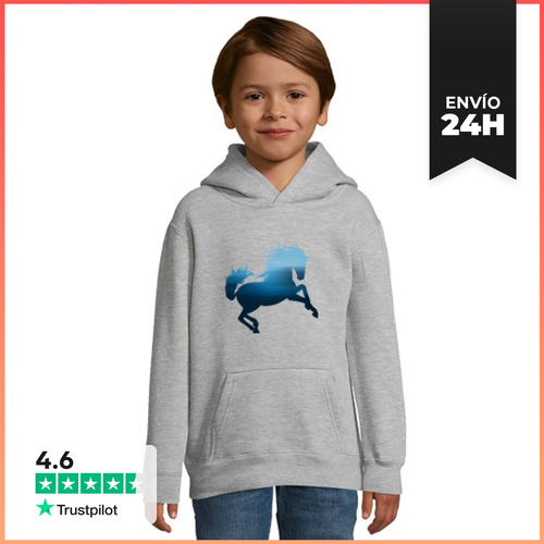 Sudadera Para Niños Con Capucha Caballo Galopando Azul - latostadora.com - Modalova