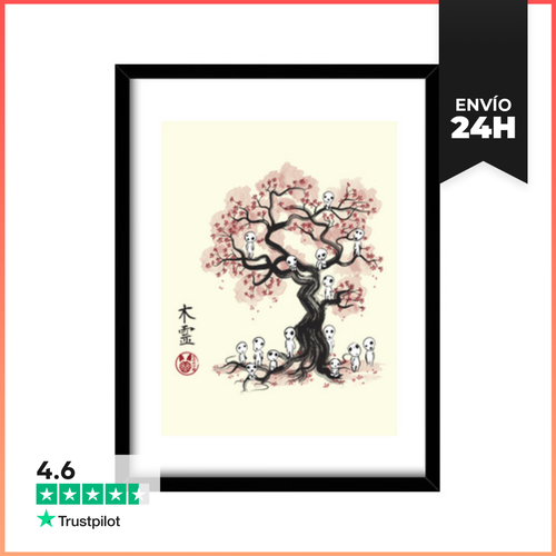 Cuadro Con Marco Vertical Forest Spirits Sumi-e LaTostadora - latostadora.com - Modalova