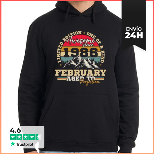Sudadera Unisex Con Capucha Febrero 1986 Vintage Cumpleaños 1986 - latostadora.com - Modalova