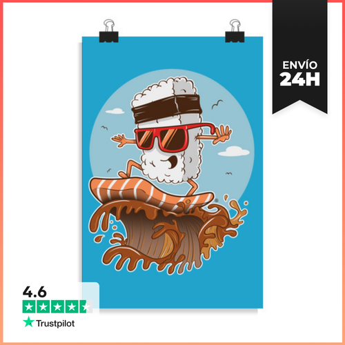 Póster Vertical Sushi Surfer LaTostadora - latostadora.com - Modalova