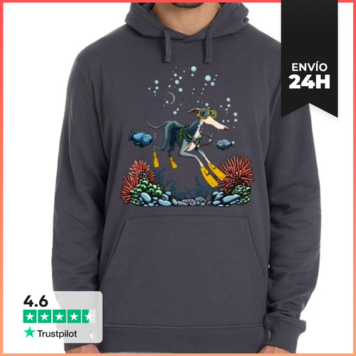 Sudadera Unisex Con Capucha Galgo Negro Buceo LaTostadora - latostadora.com - Modalova