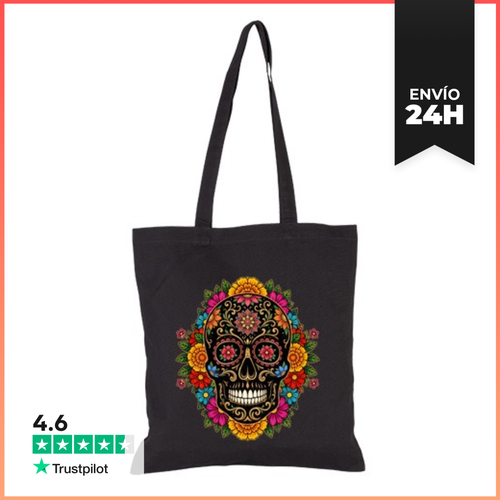 Bolsa De Tela Calavera De Azúcar Floral Día De Muertos - latostadora.com - Modalova