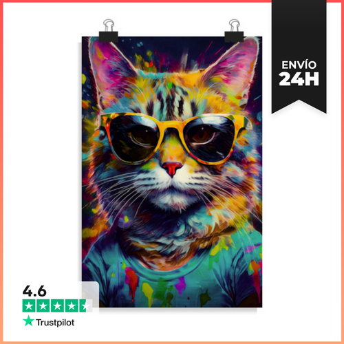 Póster Vertical Gato Del Arte Pop LaTostadora - latostadora.com - Modalova
